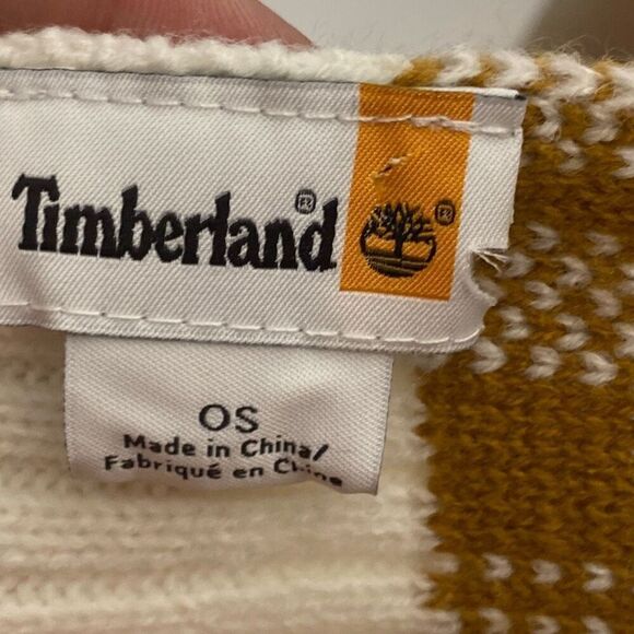 Timberland Unisex Cream Tan Buffalo Plaid Knit Rectangular Scarf One Size - Picture 5 of 7